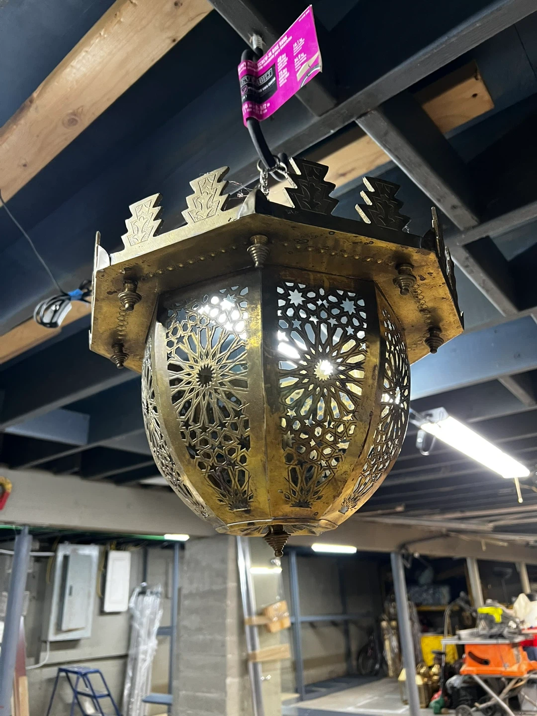 Vintage Brass Moroccan Lantern Chandelier - photo 3