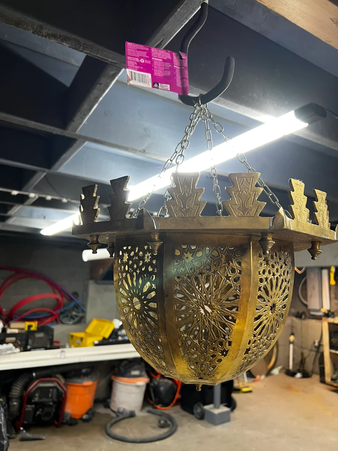 Vintage Brass Moroccan Lantern Chandelier - photo 2