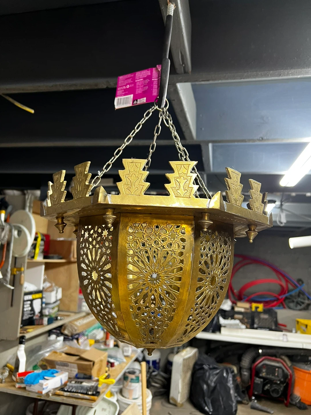 Vintage Brass Moroccan Lantern Chandelier