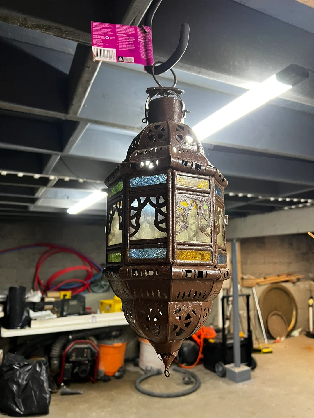 Moroccan Style Lantern with Stained Glass Panels - photo 3