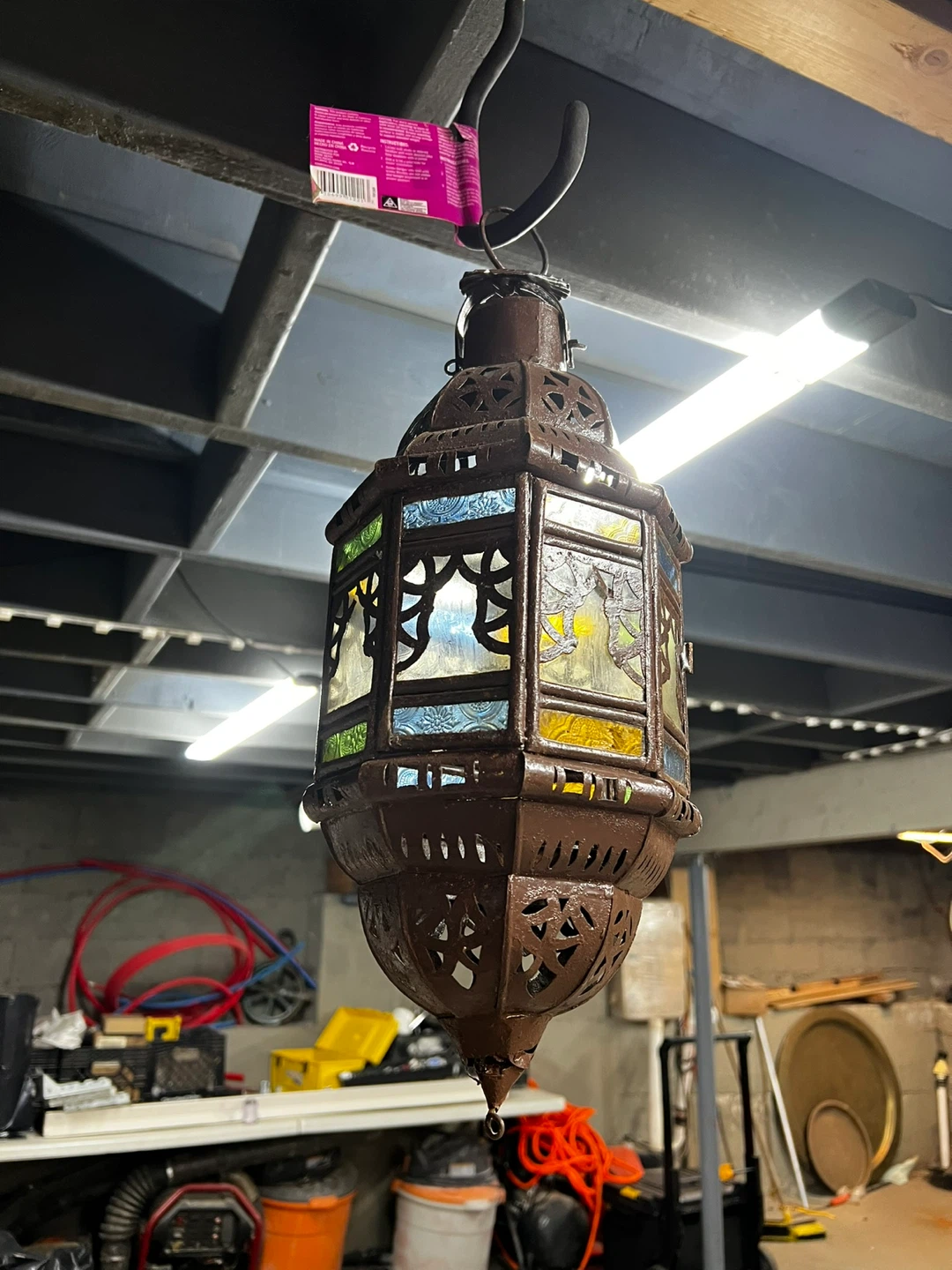 Moroccan Style Lantern with Stained Glass Panels - photo 2