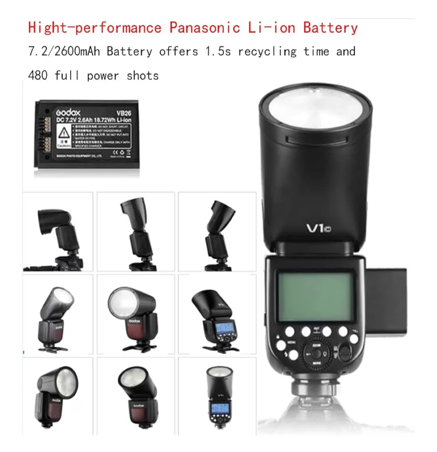 Godox V1C TTL Li-ion Round Head Camera Flash for Canon - photo 2