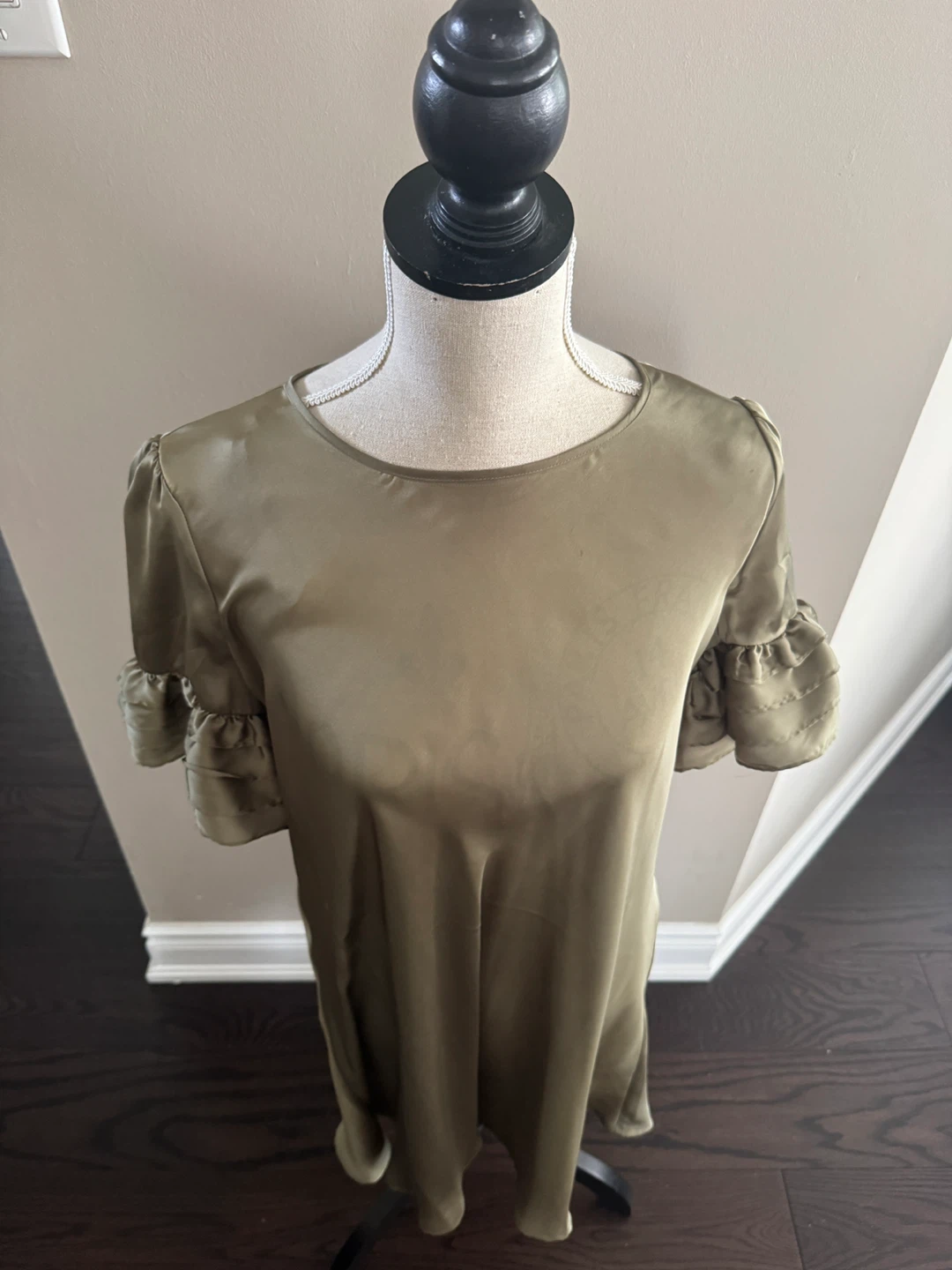 Olive Green Ruffle Sleeve Dress - photo 4
