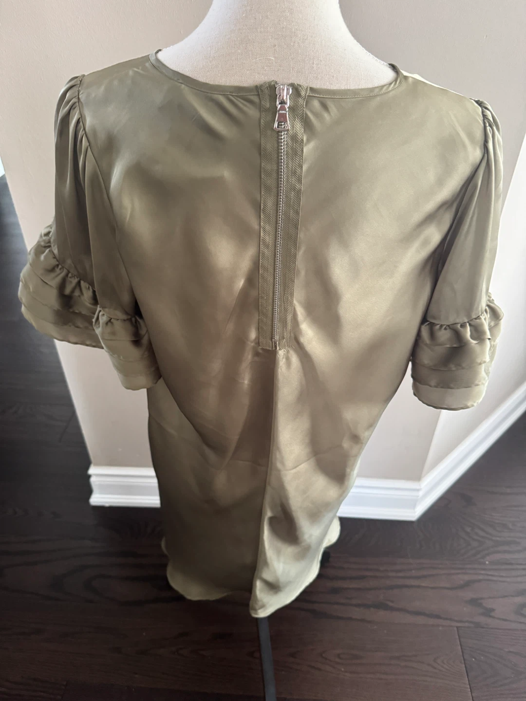 Olive Green Ruffle Sleeve Dress - photo 5