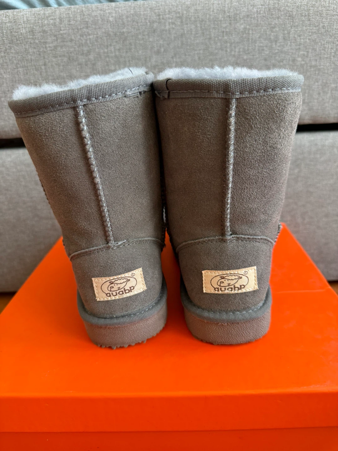 AUPJP Grey Suede Sheepskin Lined Boots - Size 5 - photo 3