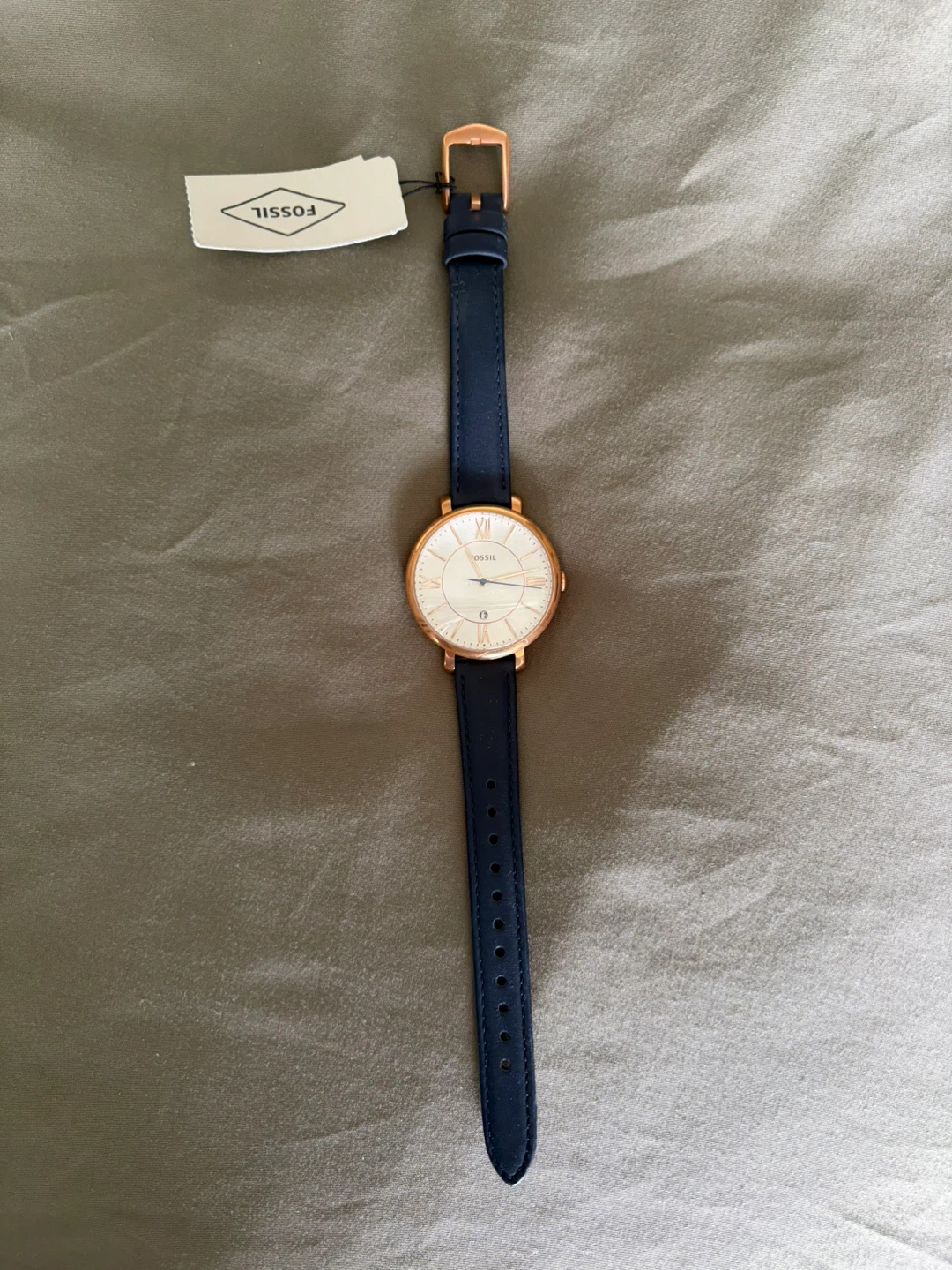 Fossil Women's Watch - Rose Gold Tone, Blue Leather Strap