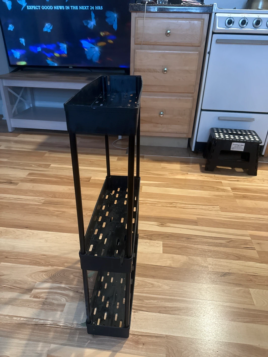 Black 3-Tier Slim Rolling Cart - photo 2