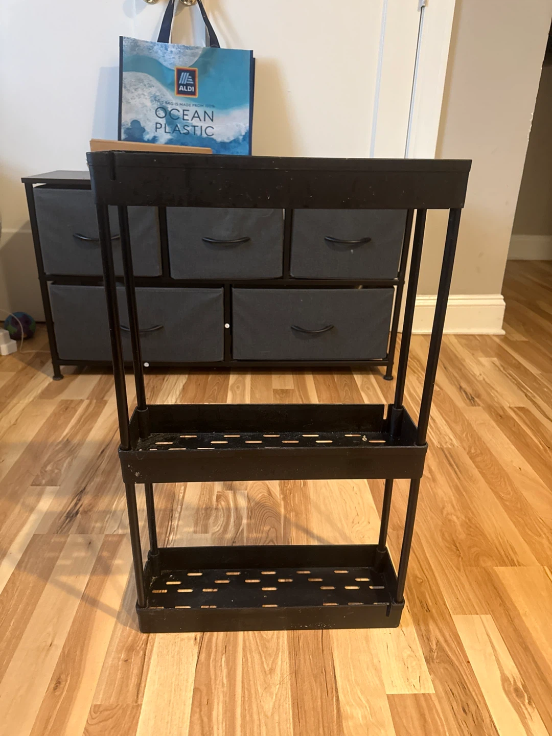 Black 3-Tier Slim Rolling Cart