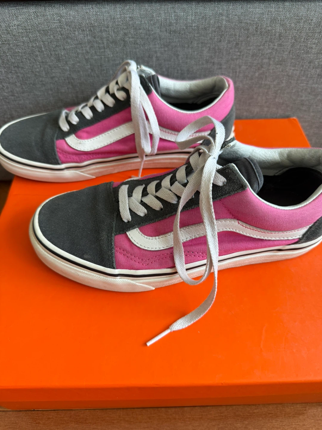 Vans Old Skool Pink Grey Suede Canvas Sneakers - photo 2