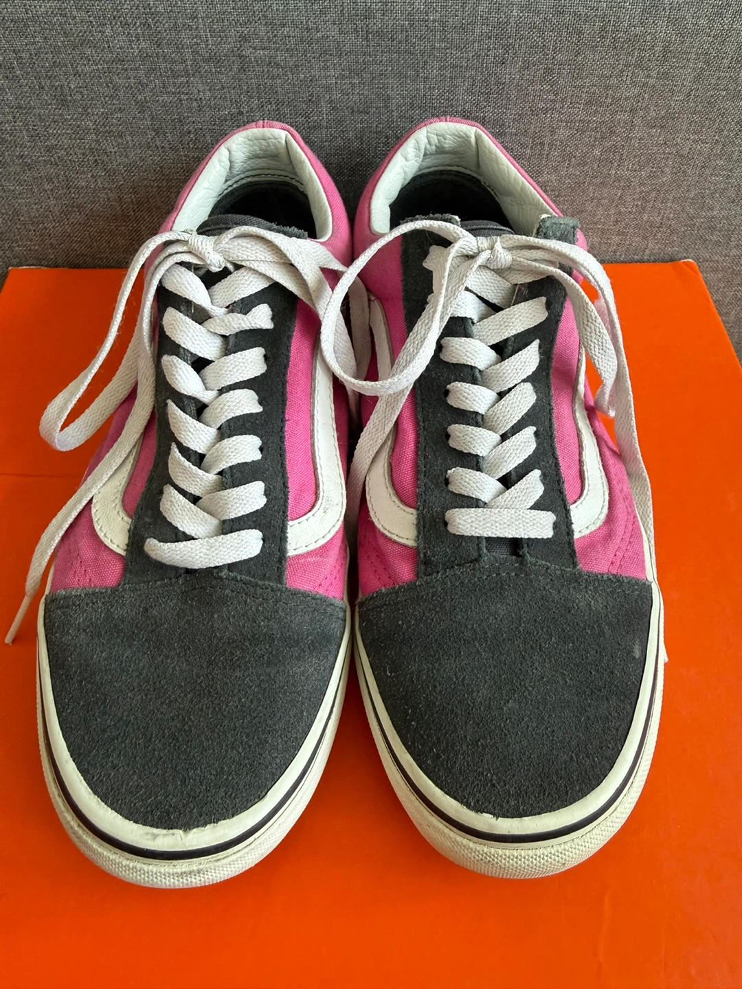 Vans Old Skool Pink Grey Suede Canvas Sneakers