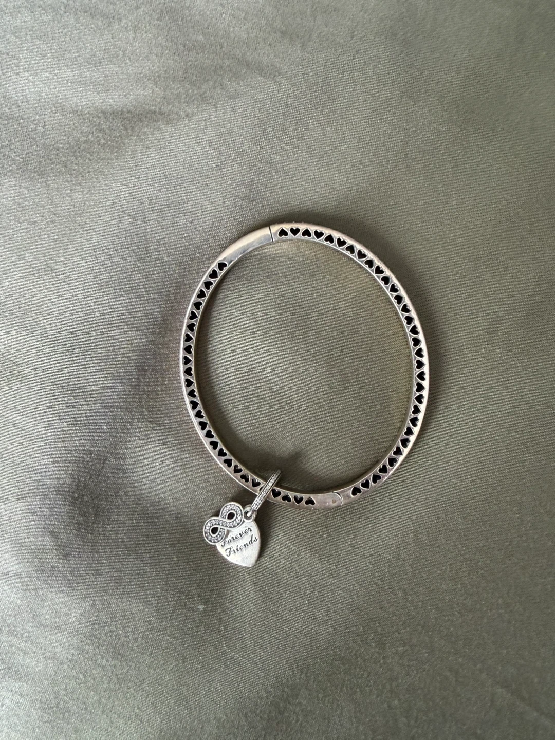 Pandora Sterling Silver "Forever Friends" Bangle Bracelet