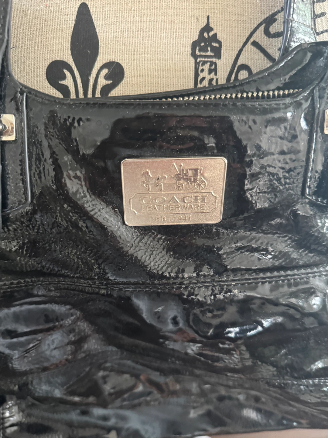 Black Patent Leather Tote Bag - photo 2