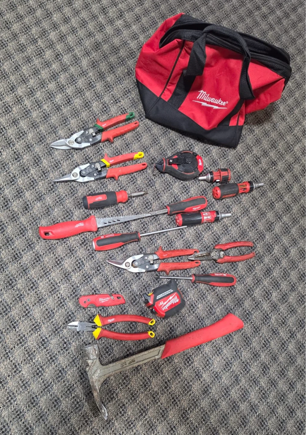 Milwaukee Tool Bag and Assorted Hand Tools