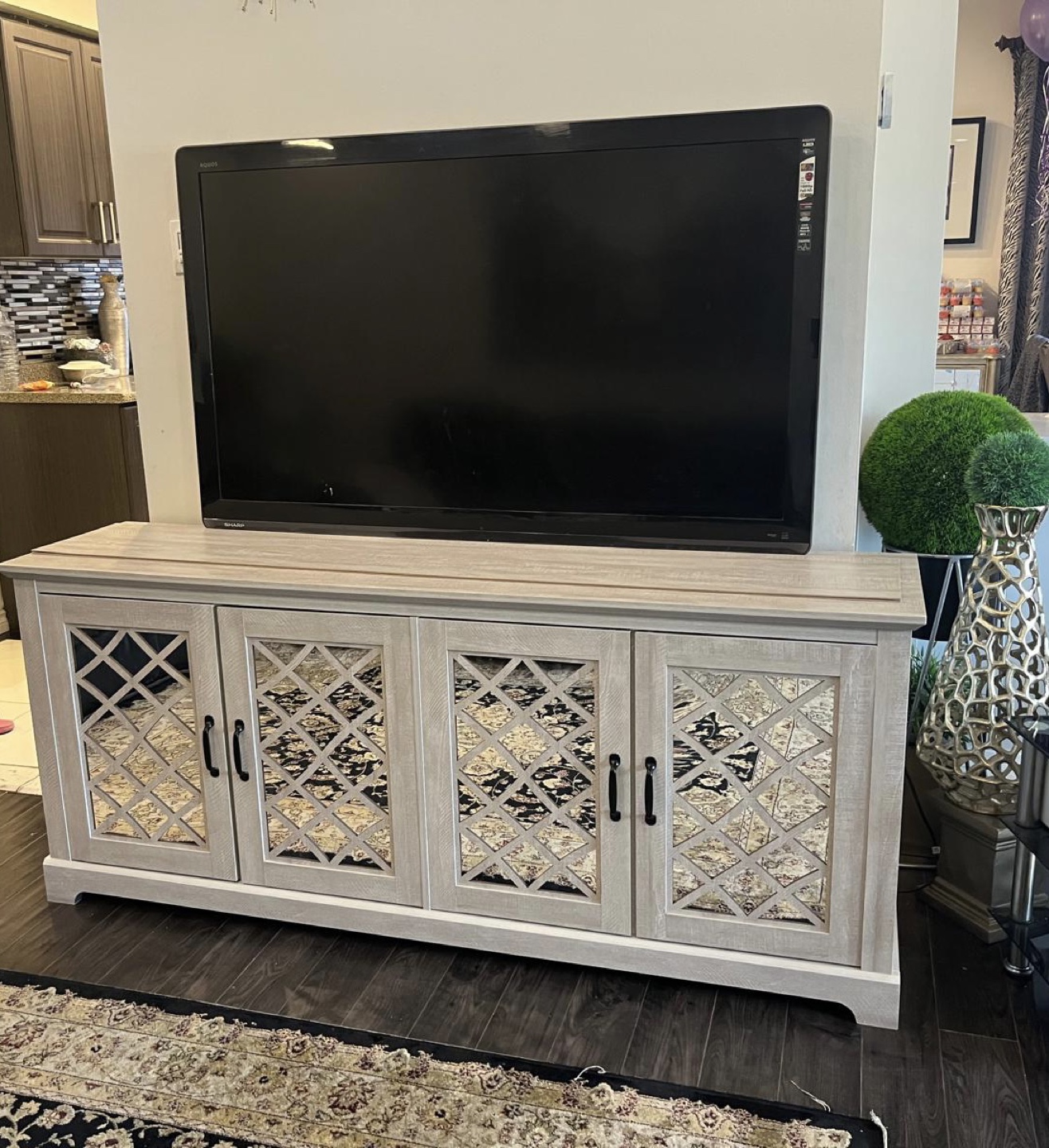 4-Door Mirrored Cabinet Console - photo 3
