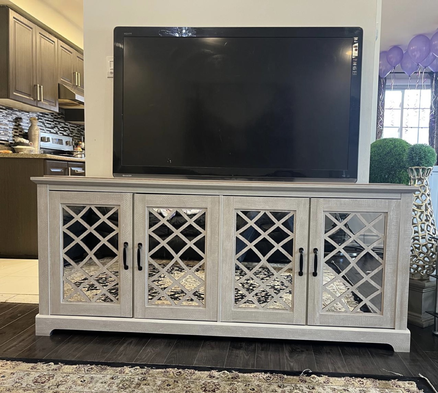 4-Door Mirrored Cabinet Console - photo 2