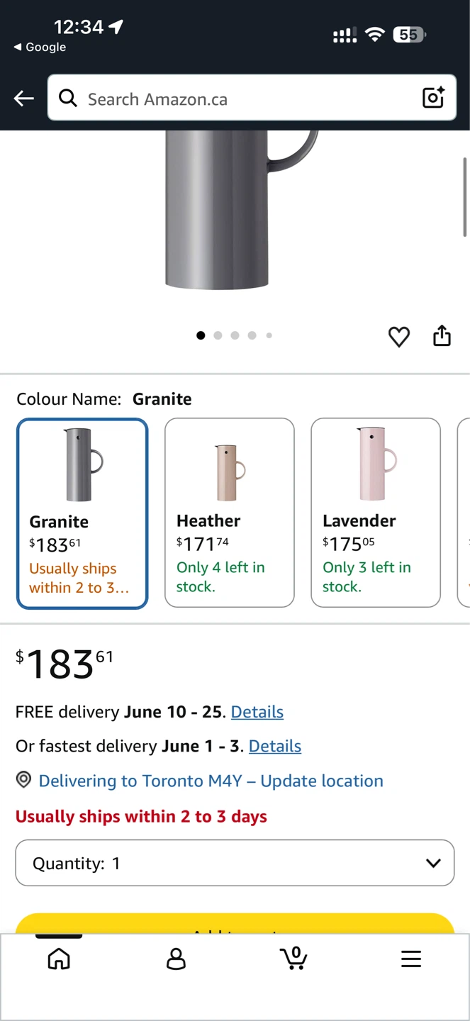 Stelton Classic Vacuum Jug 1L Granite