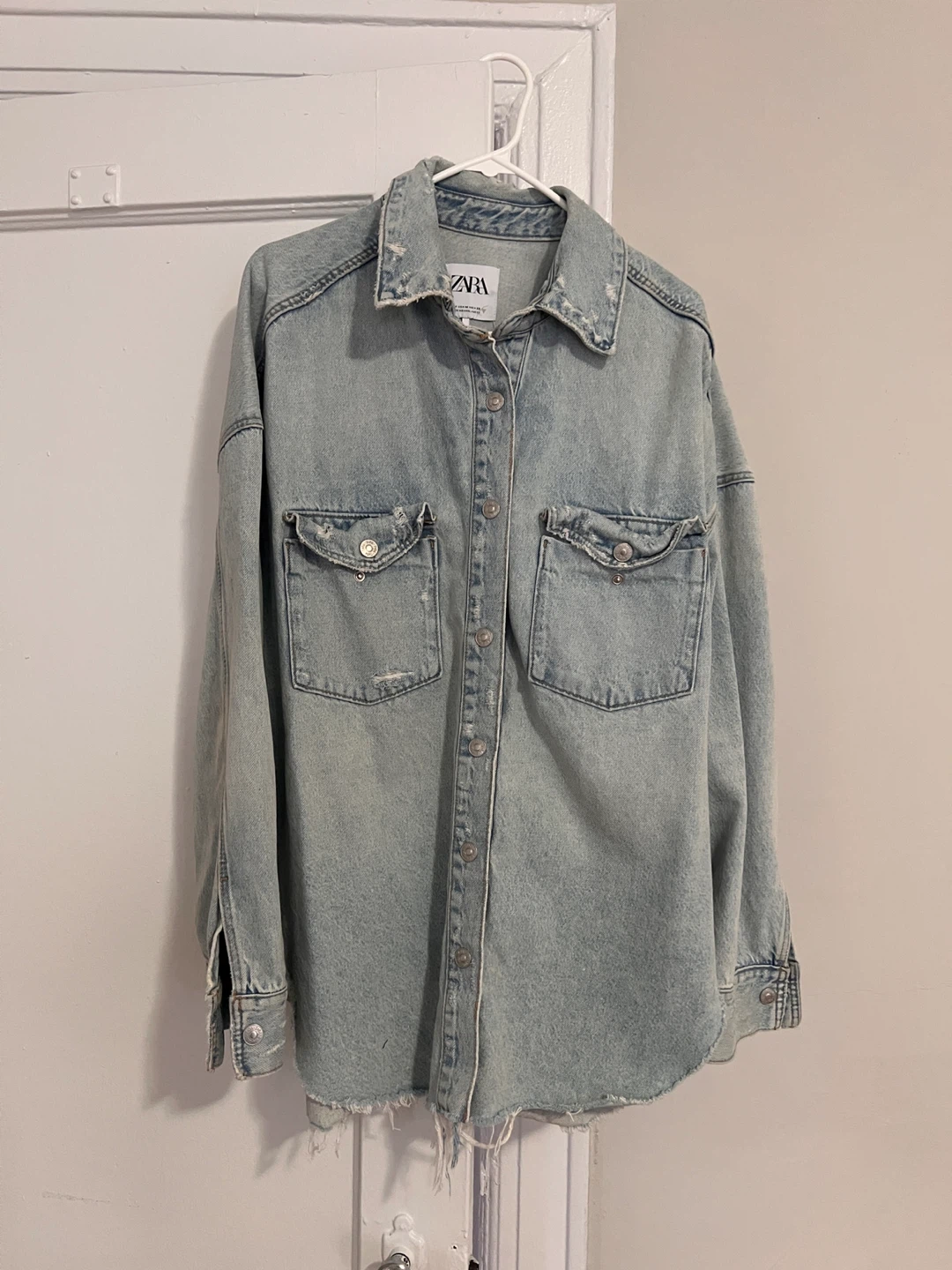 RIPPED TRF DENIM OVERSHIRT