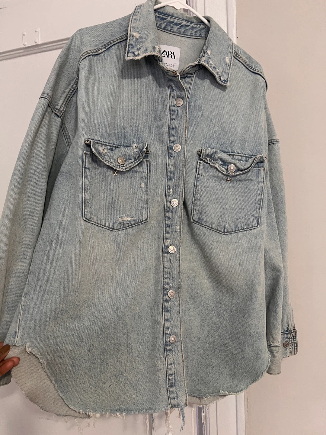 RIPPED TRF DENIM OVERSHIRT - photo 4