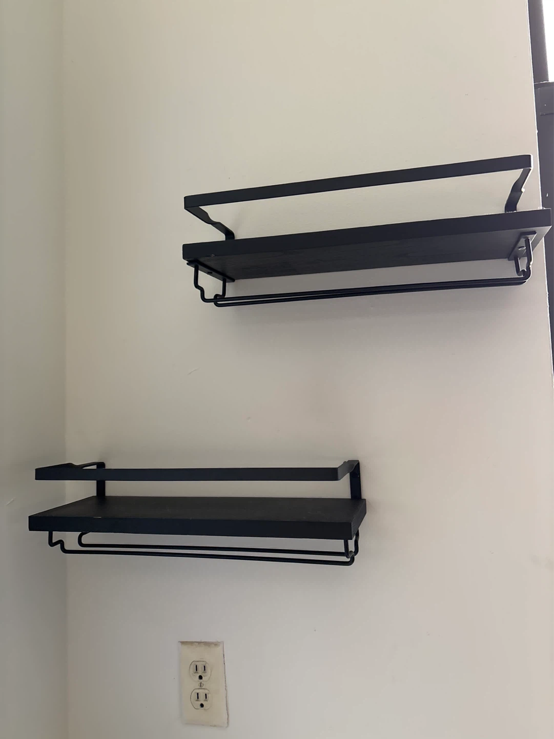 Black Floating Wall Shelf with Towel Bar - photo 3