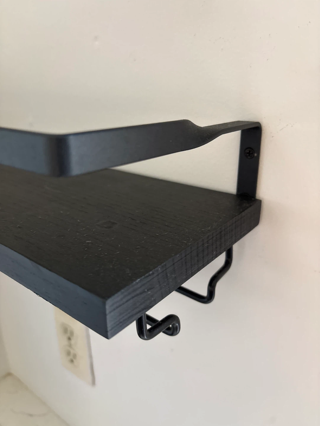 Black Floating Wall Shelf with Towel Bar - photo 4