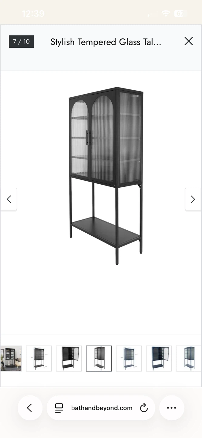 Stylish Tempered Glass Tall Storage Cabinet - Black - photo 2