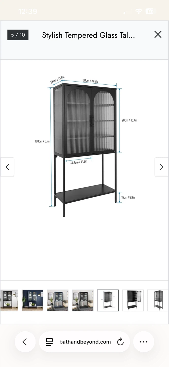 Stylish Tempered Glass Tall Storage Cabinet - Black - photo 4