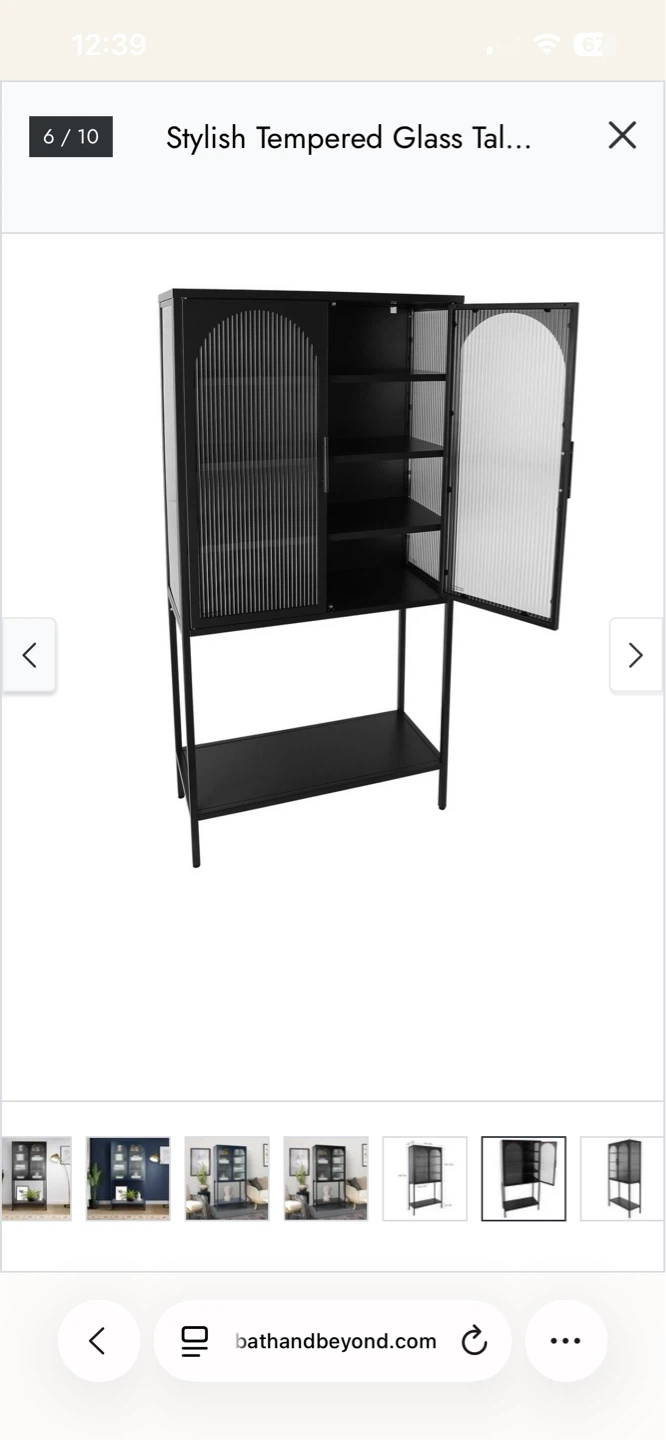 Stylish Tempered Glass Tall Storage Cabinet - Black - photo 3