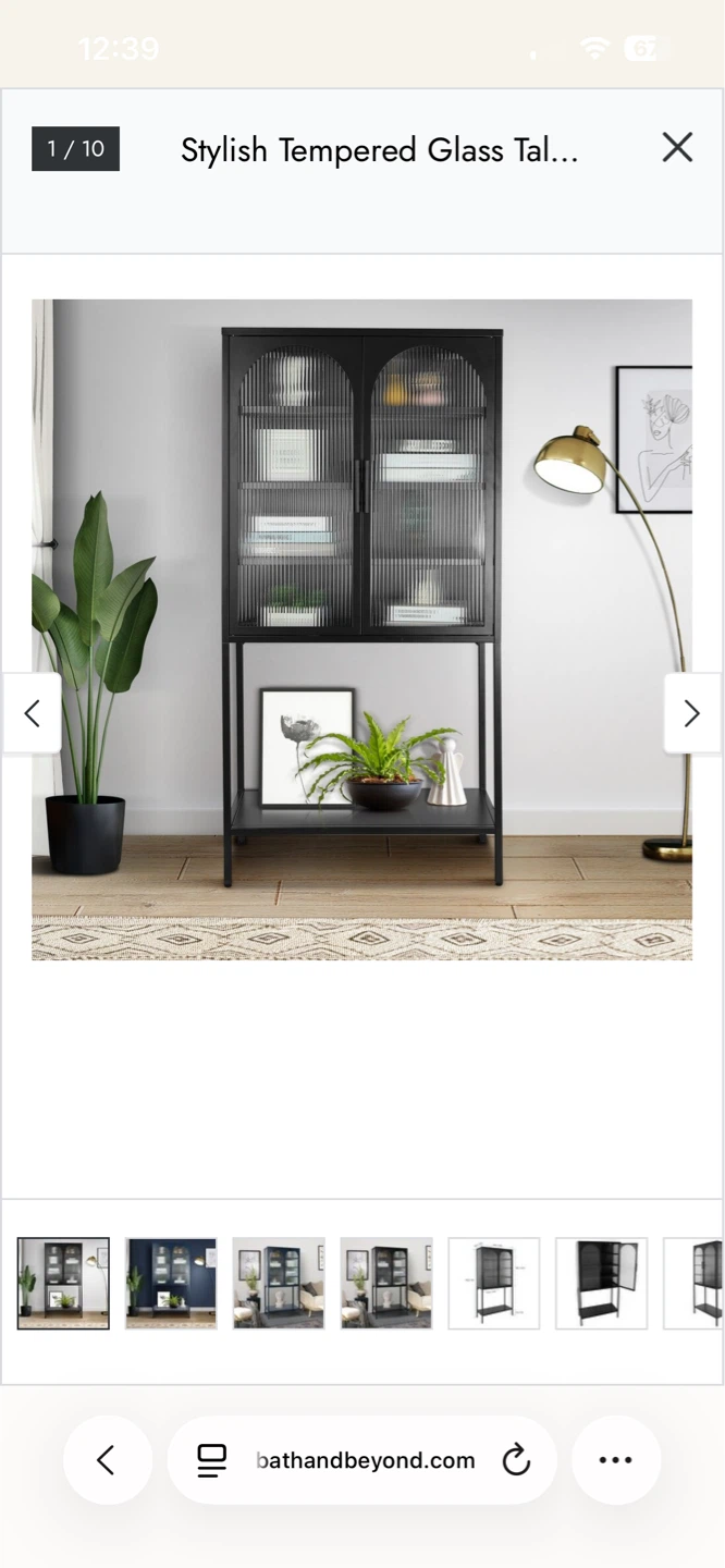 Stylish Tempered Glass Tall Storage Cabinet - Black