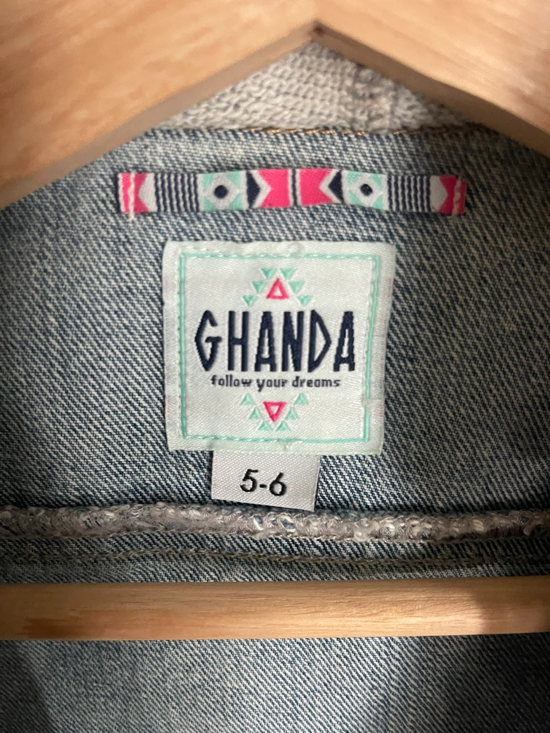 Ghanda Denim Hoodie Jacket Size 5-6 - photo 3