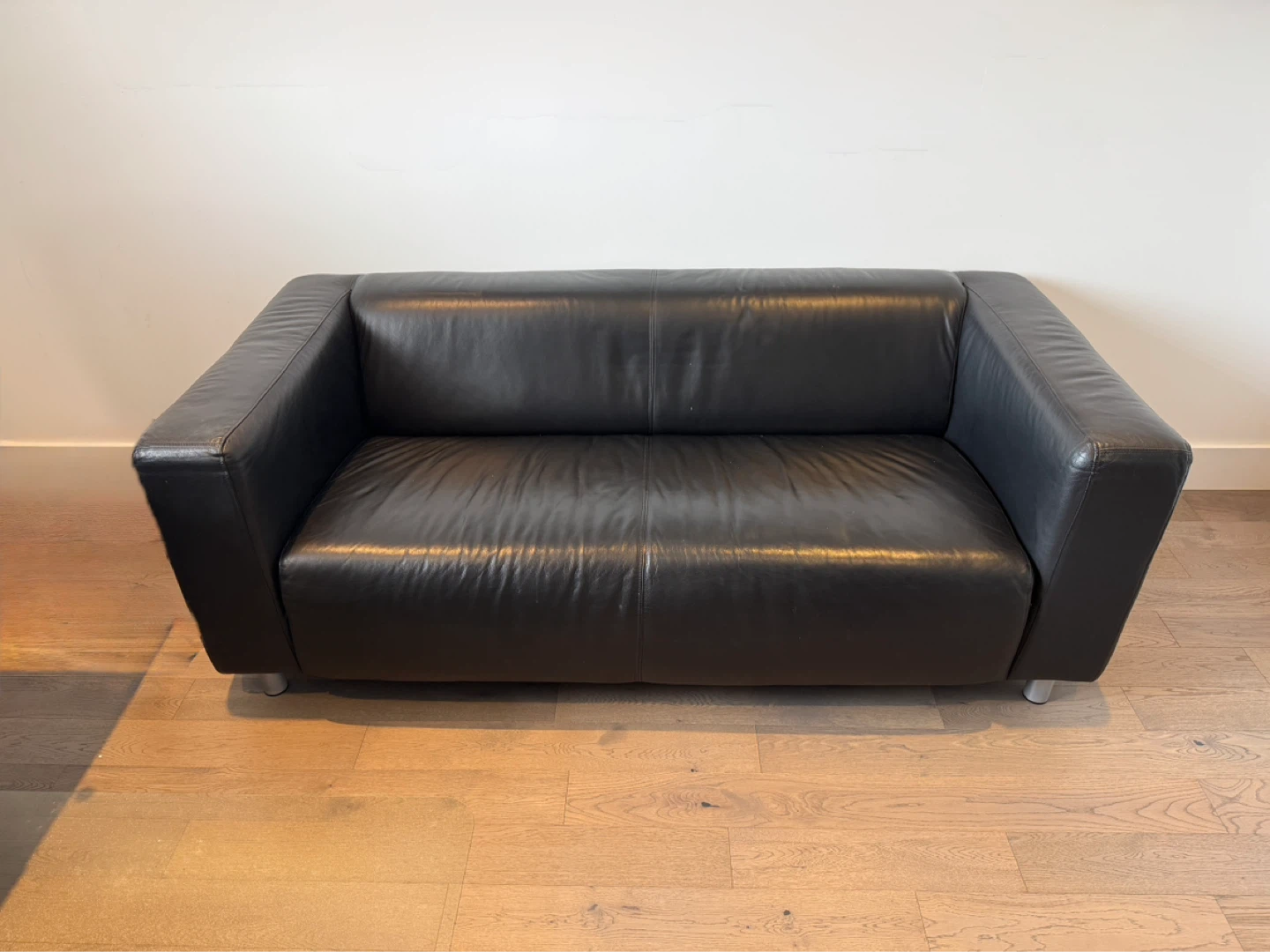 IKEA Black Leather Loveseat