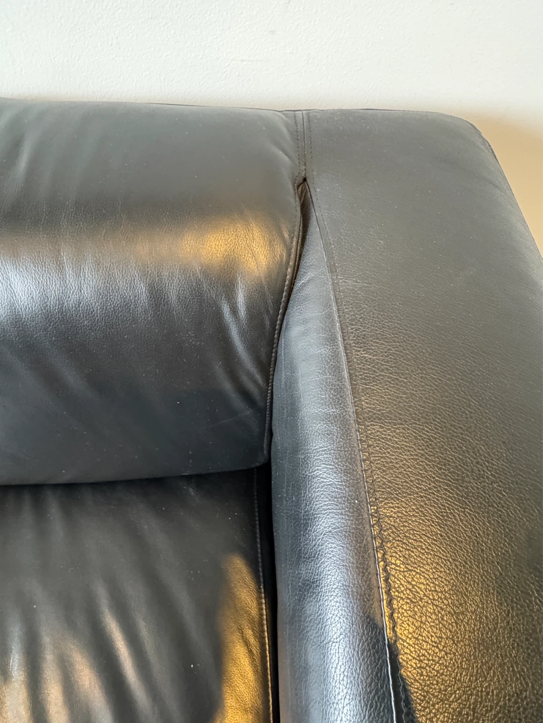 IKEA Black Leather Loveseat - photo 3