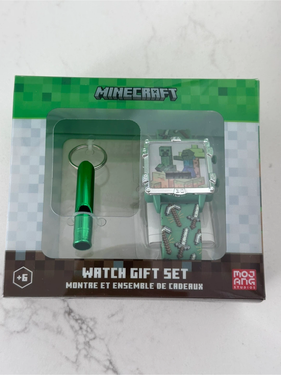 New Minecraft Watch Gift Set with Keychain