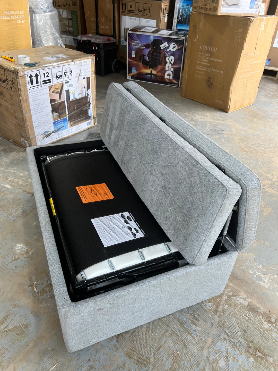 Sleeper Ottoman Grey Fabric with casters - photo 2