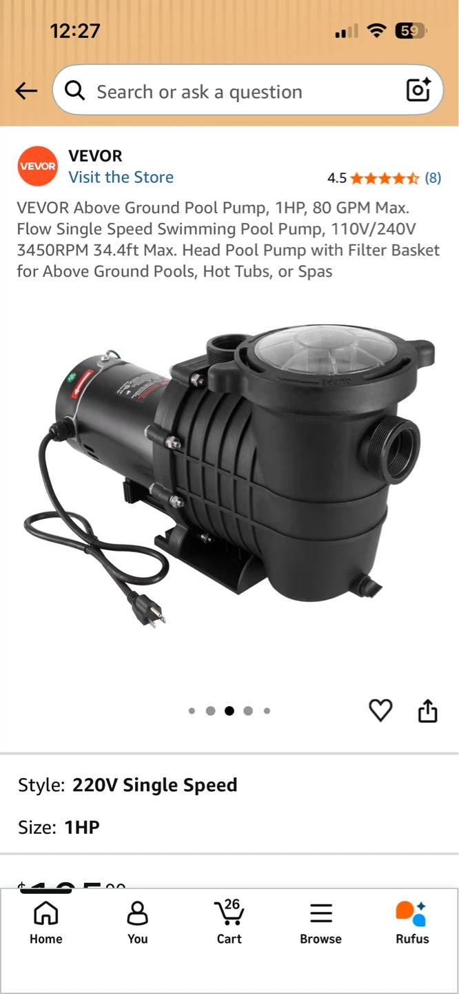 VEVOR Above Ground Pool Pump 1HP - photo 3