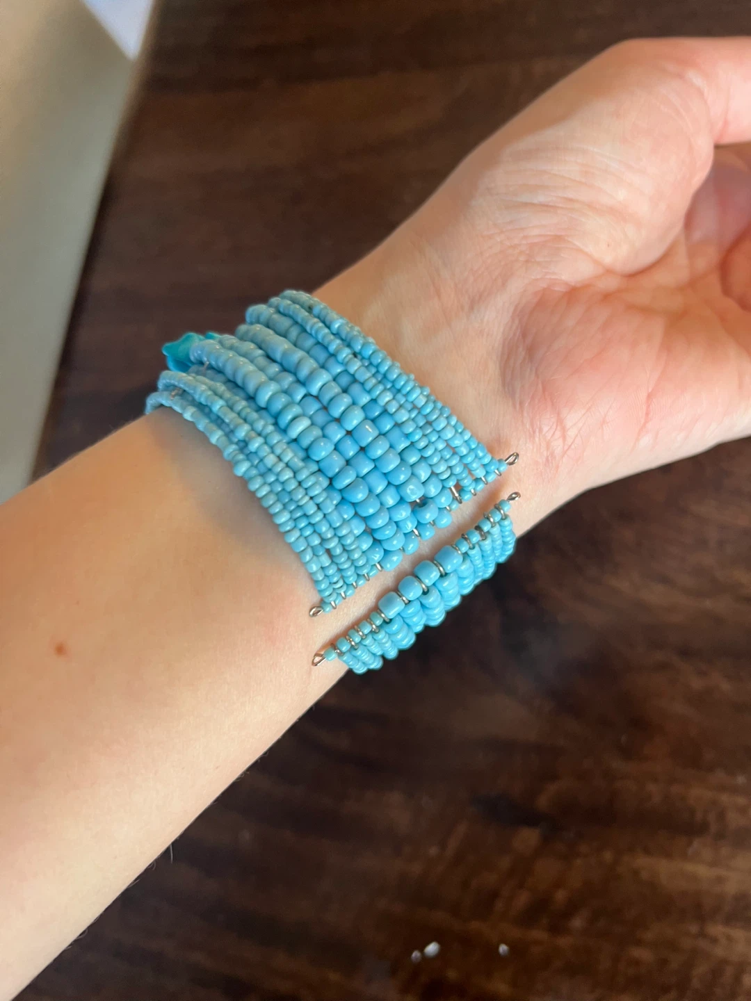 Turquoise Beaded Cuff Bracelet - photo 2