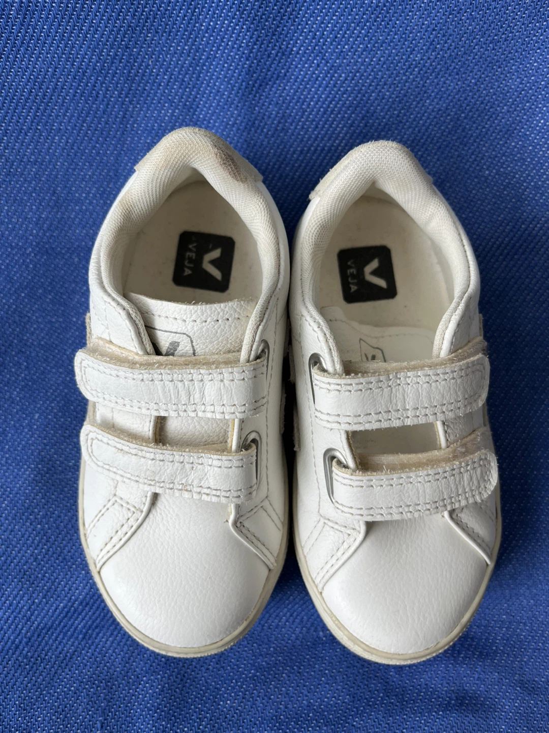 Veja White Leather Velcro Sneakers Size 26