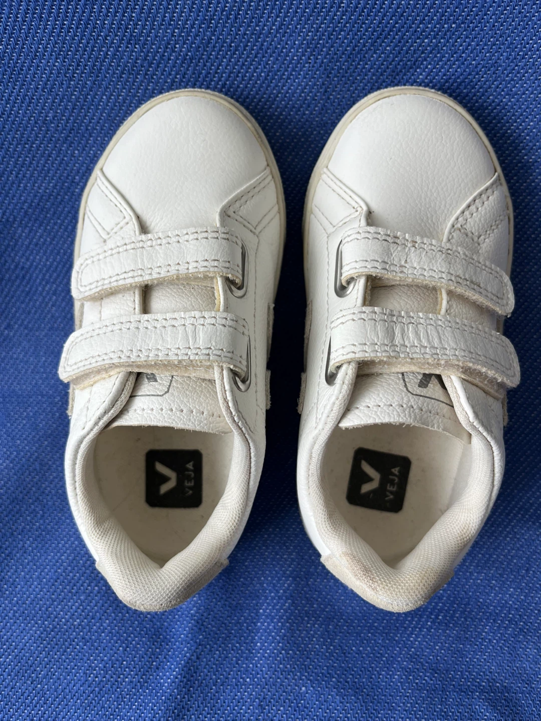 Veja White Leather Velcro Sneakers Size 26 - photo 4