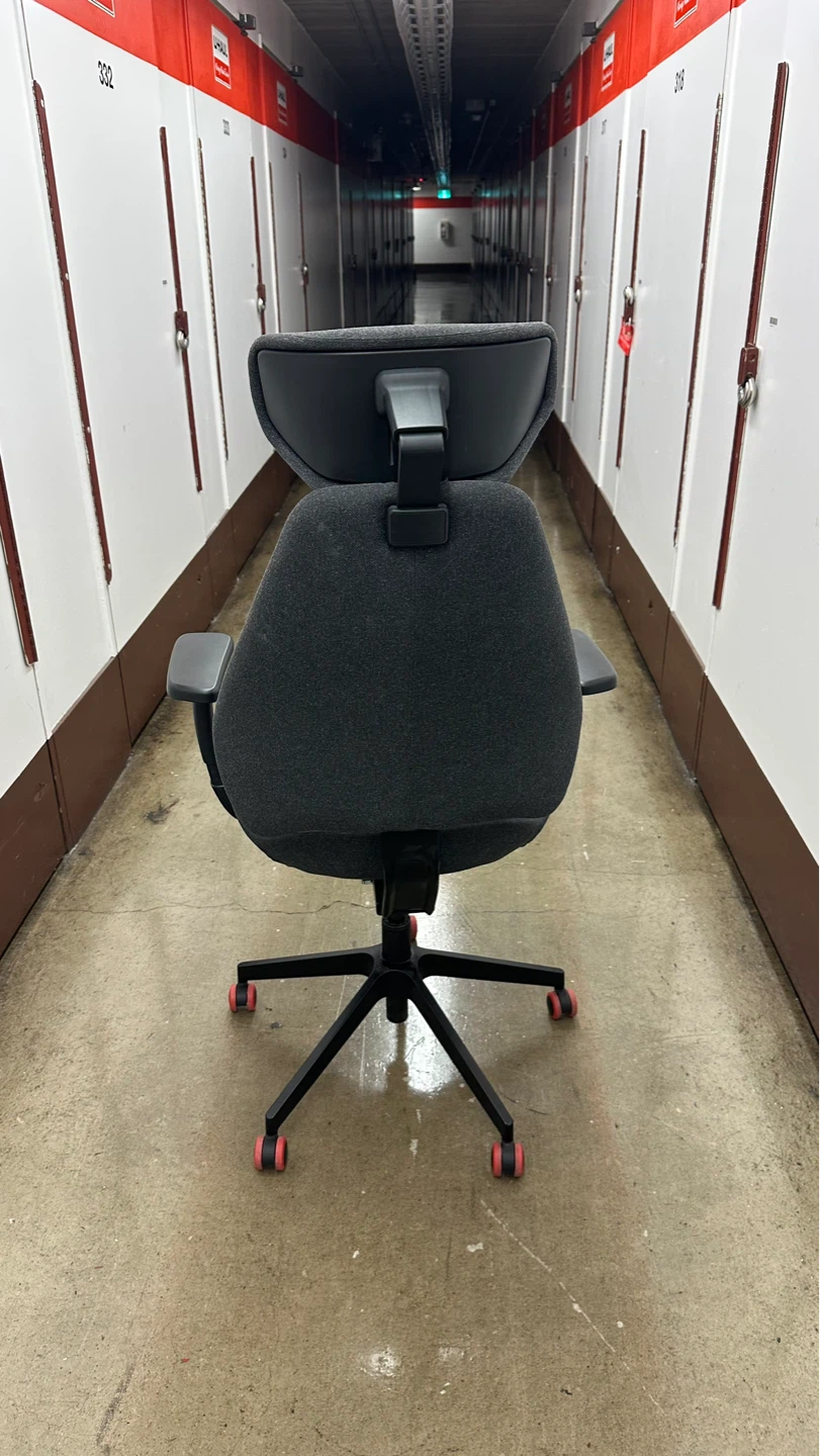 Grey Ergonomic Office Chair with Red Accents - photo 3