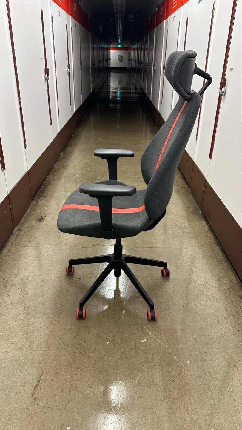 Grey Ergonomic Office Chair with Red Accents