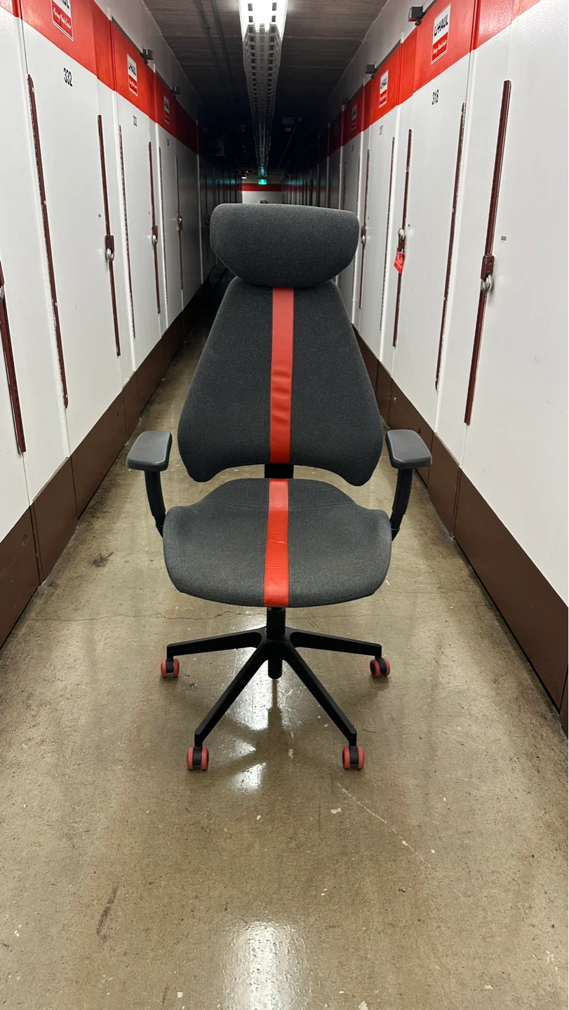 Grey Ergonomic Office Chair with Red Accents - photo 4