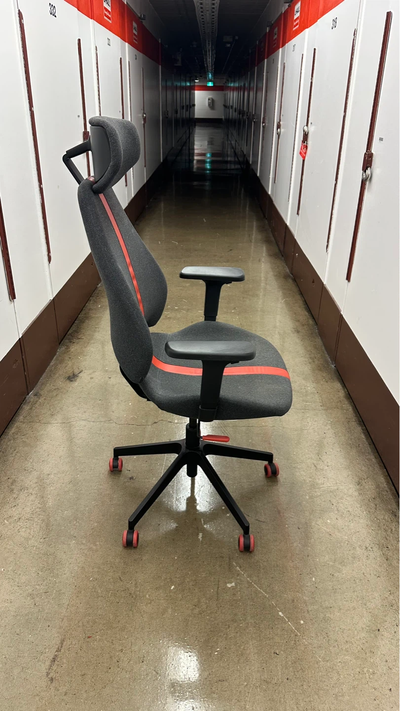 Grey Ergonomic Office Chair with Red Accents - photo 2