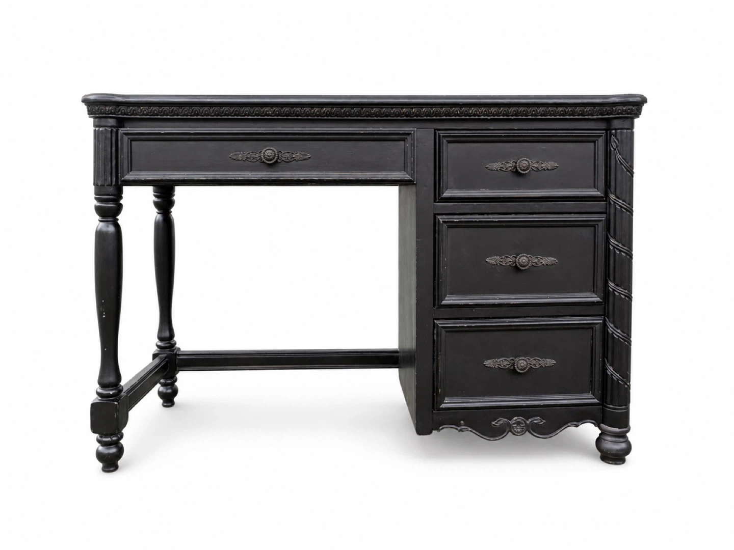 Black Vintage  Desk with Drawers - photo 2