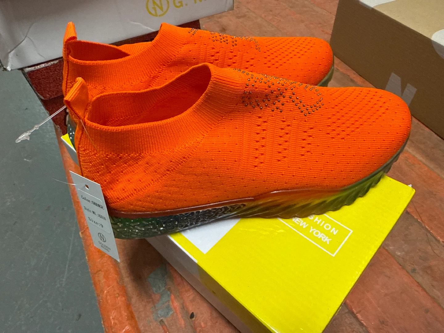 G.N.D Men's Orange Slip-on Sneakers Size 9
