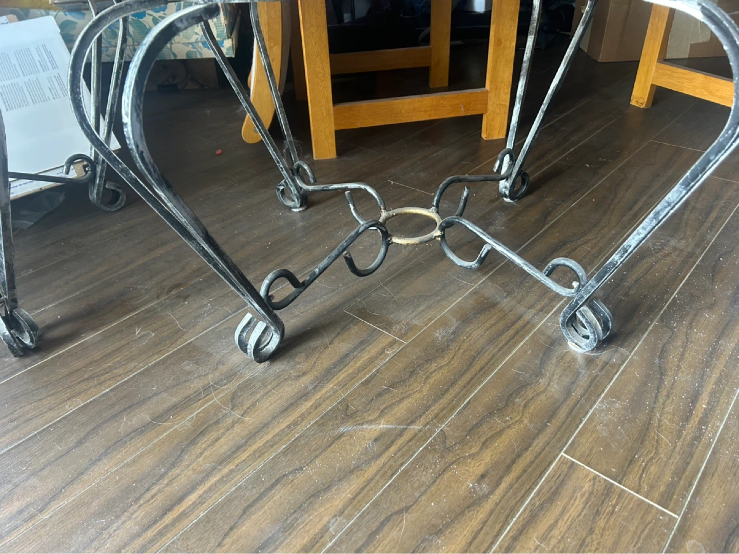 Set of 2 Ornate Metal Side Tables with Glass Tops - photo 3