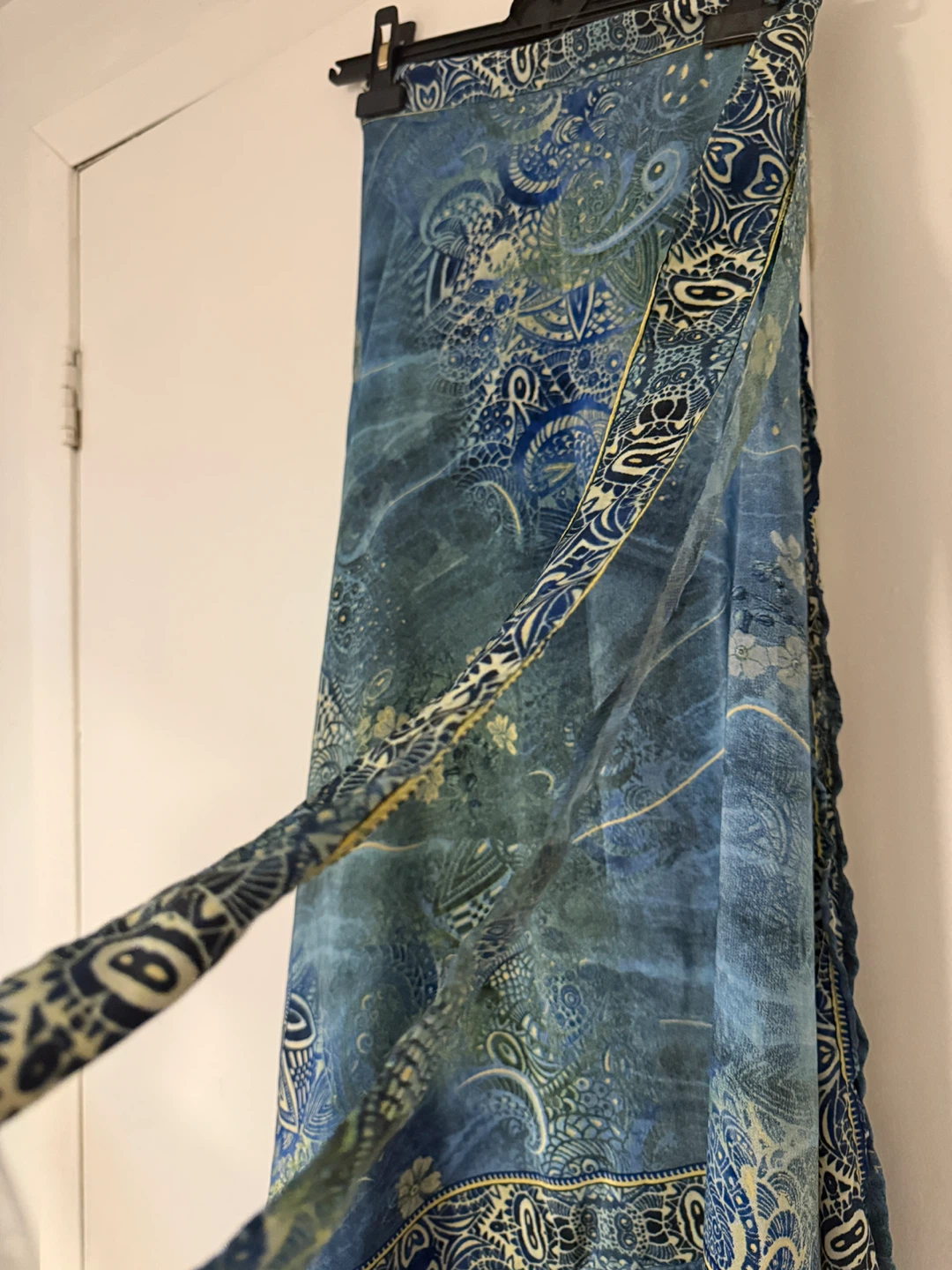 Blue Bohemian Print silk Wrap Skirt - One Size - photo 3