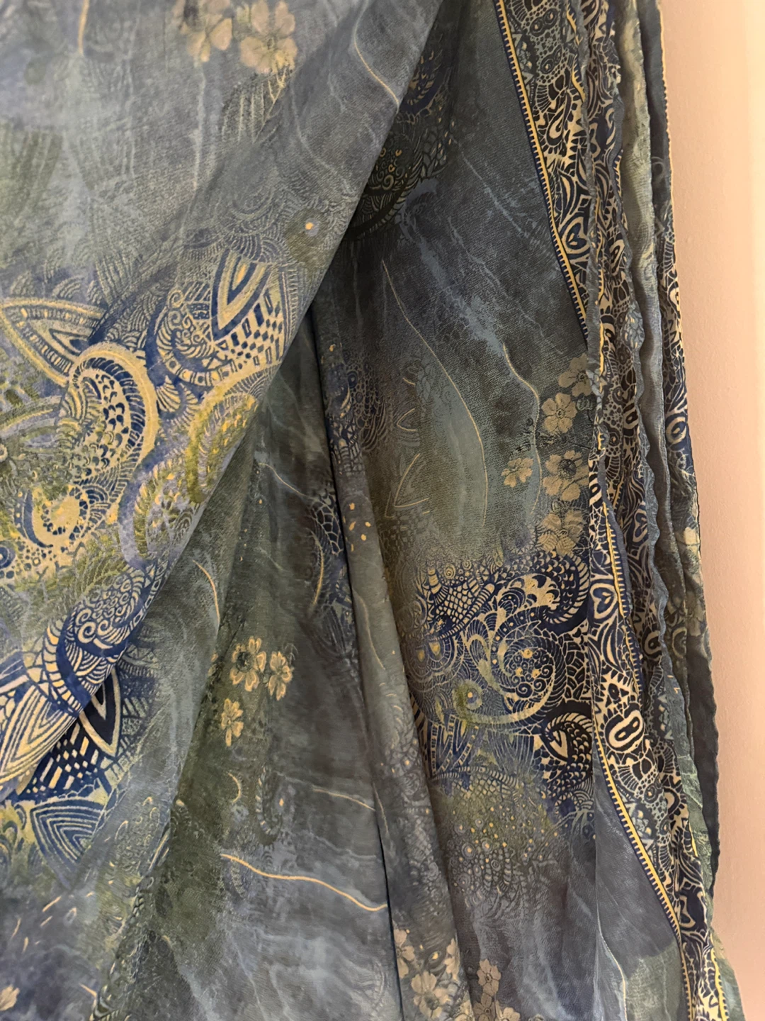 Blue Bohemian Print silk Wrap Skirt - One Size - photo 4