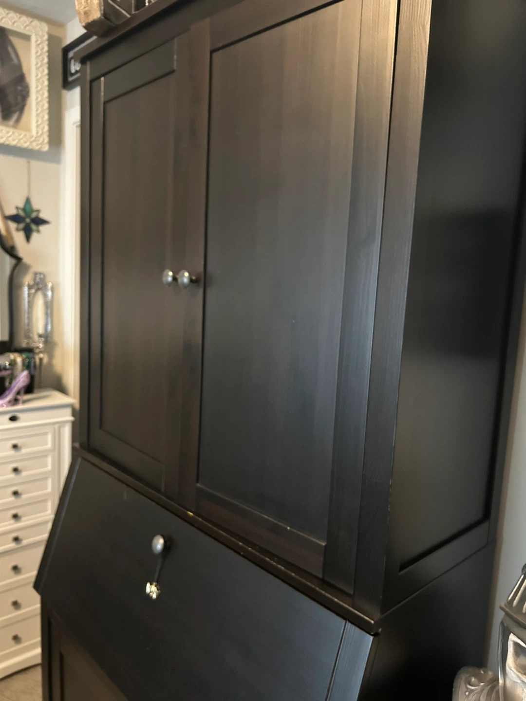 Ikea Hemnes Black Secretary Desk with Hutch - photo 2