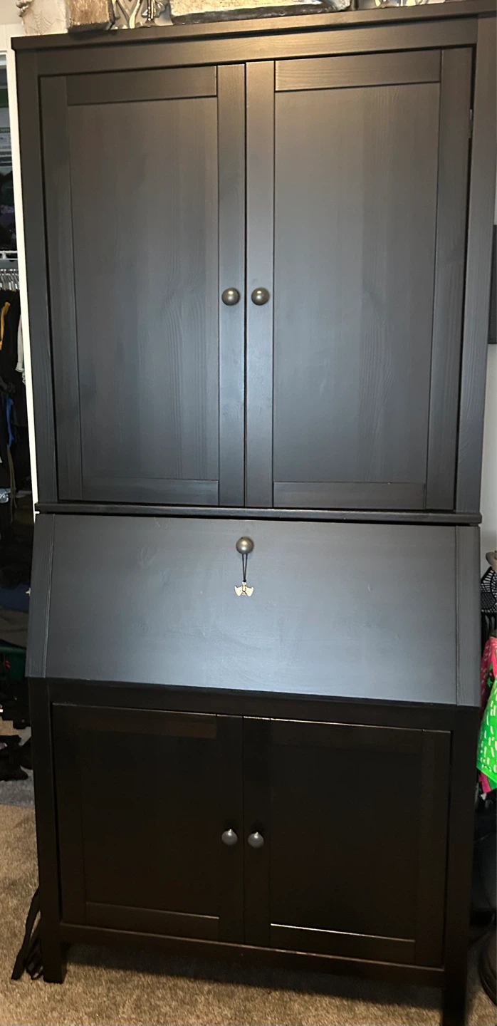 Ikea Hemnes Black Secretary Desk with Hutch - photo 3