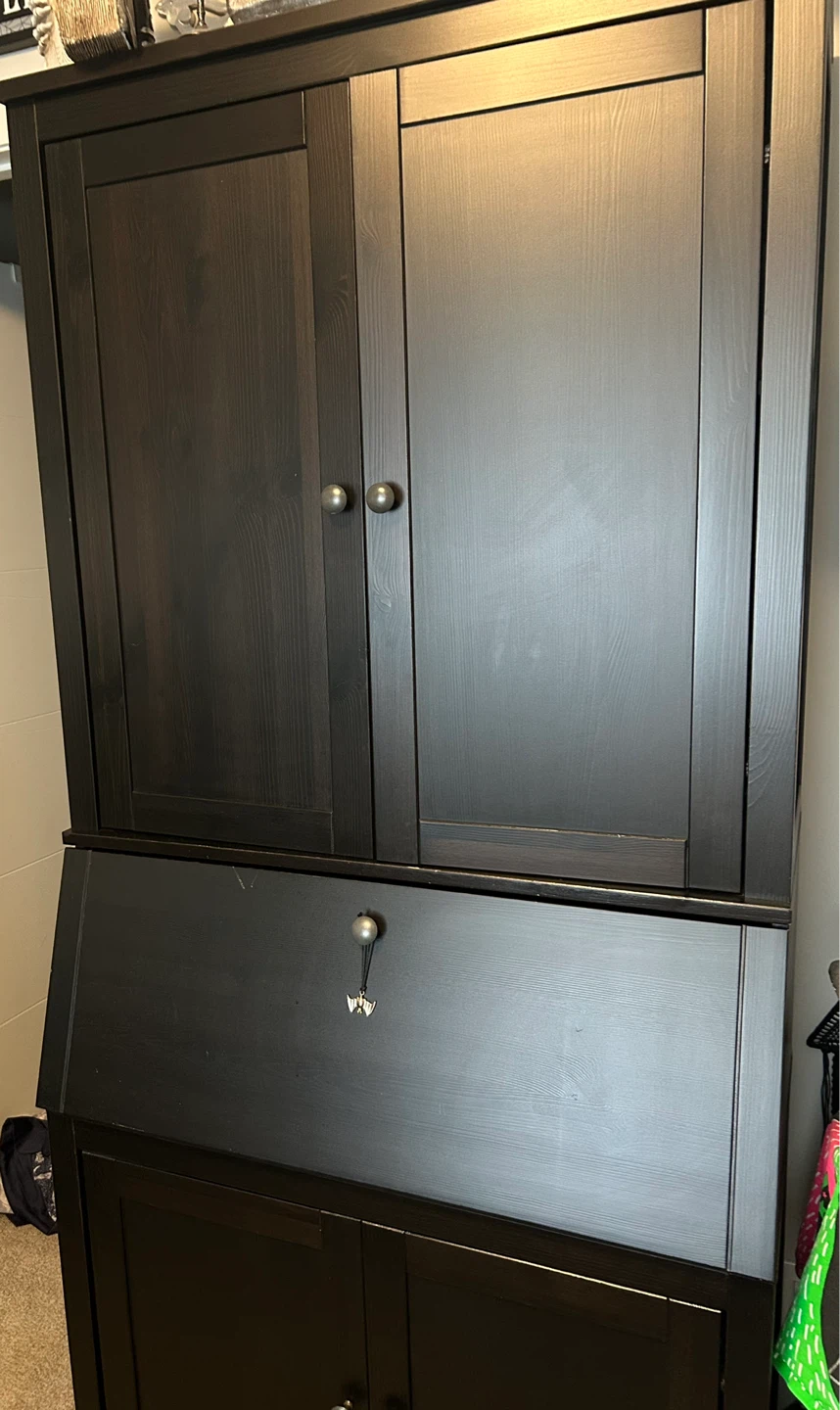 Ikea Hemnes Black Secretary Desk with Hutch
