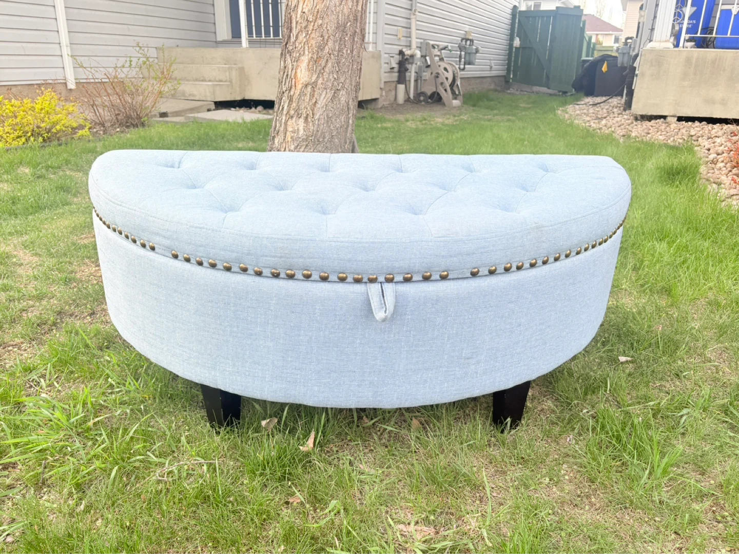 Light Blue Tufted Ottoman Storage Bench - photo 2